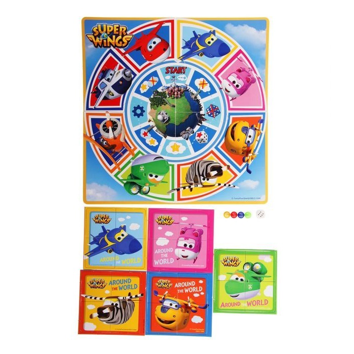 Игра настольная из серии SuperWings Вокруг света – Карусель Лото и пазл  